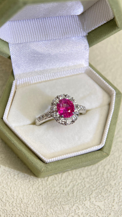 Pt950 Platinum&Ruby and Diamond Ring | Ruby 1.54ct | Diamond 0.67ct | No Heat-Burma | Japanese Vintage Estate Jewelry-BODV