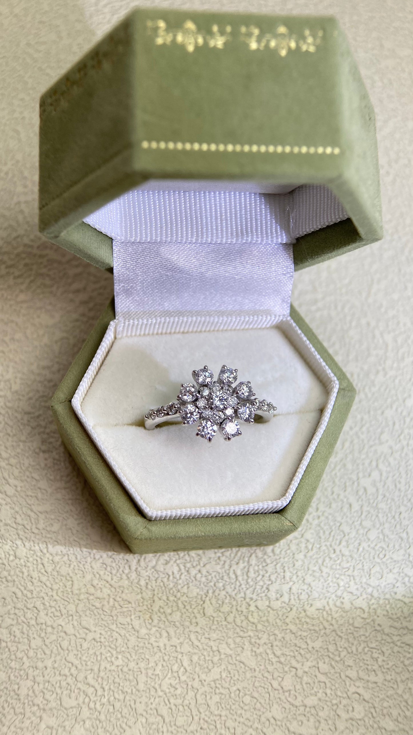 K18ホワイトゴールド＆ダイヤモンドリング｜ダイヤモンド1.10ct｜日本製ヴィンテージエステートジュエリー-BGIJ