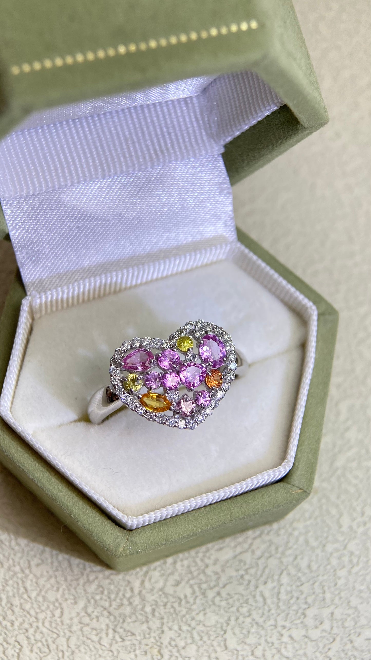 K18 White Gold&Sapphire and Diamond Ring | Sapphire 1.05ct | Diamond 0.25ct | Japanese Vintage Estate Jewelry-BOES