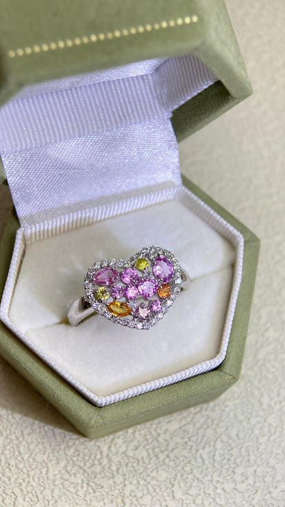 K18 White Gold&Sapphire and Diamond Ring | Sapphire 1.05ct | Diamond 0.25ct | Japanese Vintage Estate Jewelry-BOES