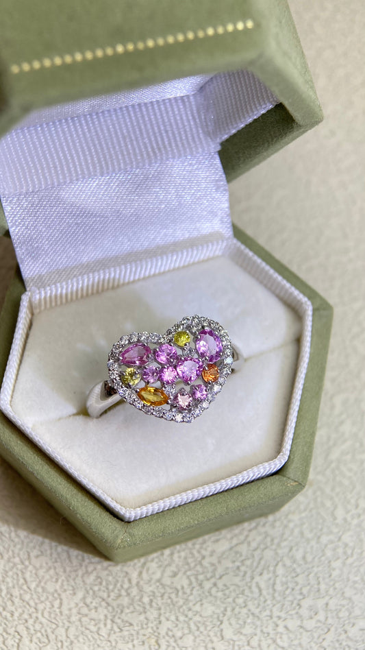 K18 White Gold&Sapphire and Diamond Ring | Sapphire 1.05ct | Diamond 0.25ct | Japanese Vintage Estate Jewelry-BOES