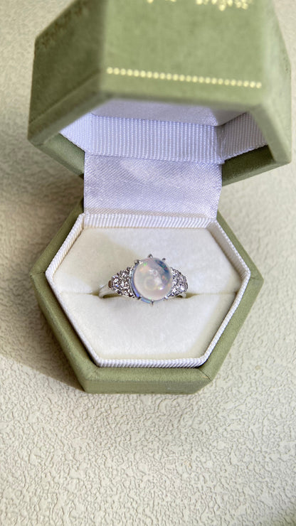 K14ゴールド＆オパール＆ダイヤモンドリング｜オパールダイヤモンド｜日本製ヴィンテージエステートジュエリー-BAND