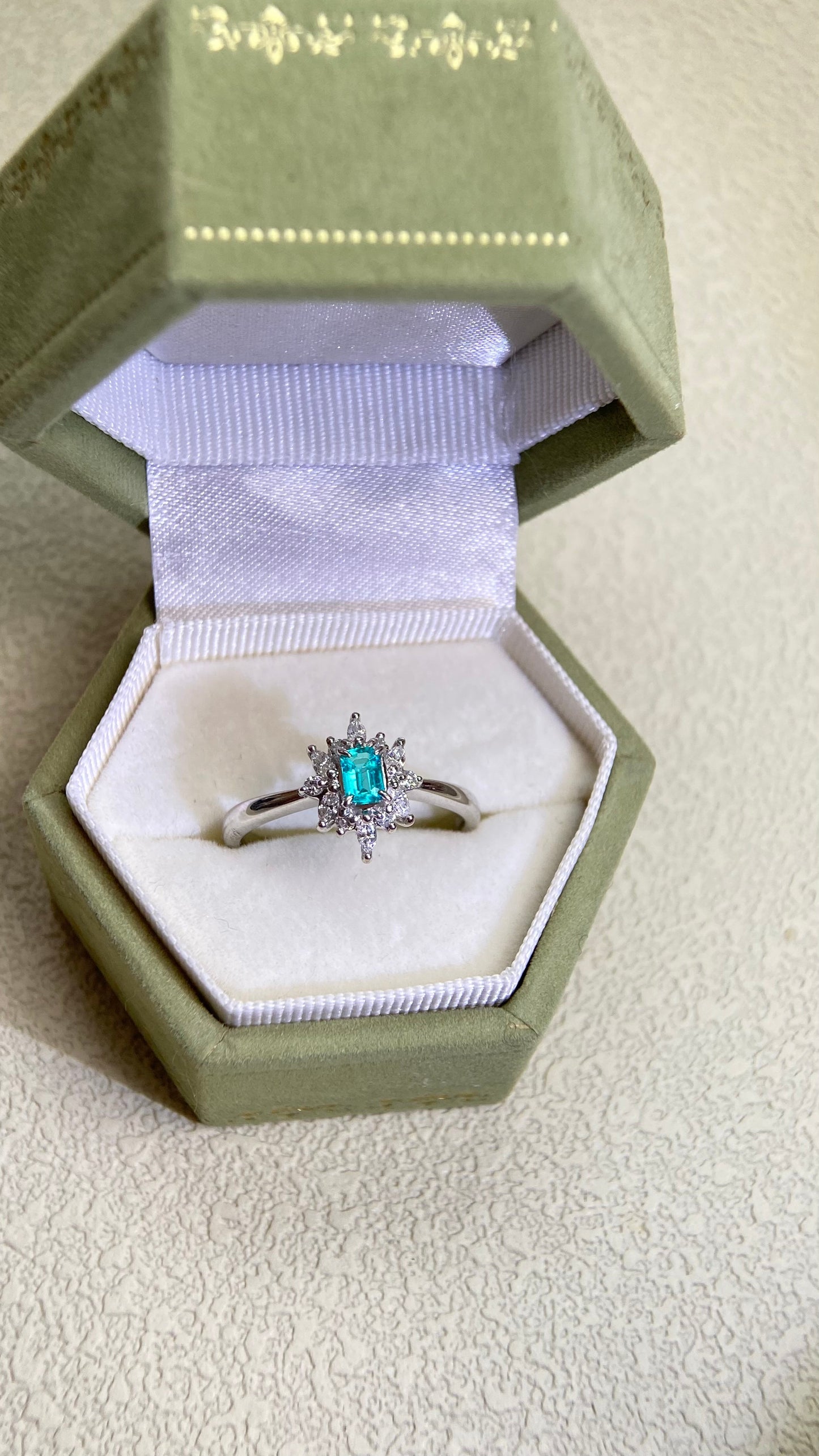 Pt900 Platinum&Paraiba and Diamond Ring | Paraiba 0.16ct | Diamond 0.23ct | Brazil | Japanese Vintage Estate Jewelry-BMRJ