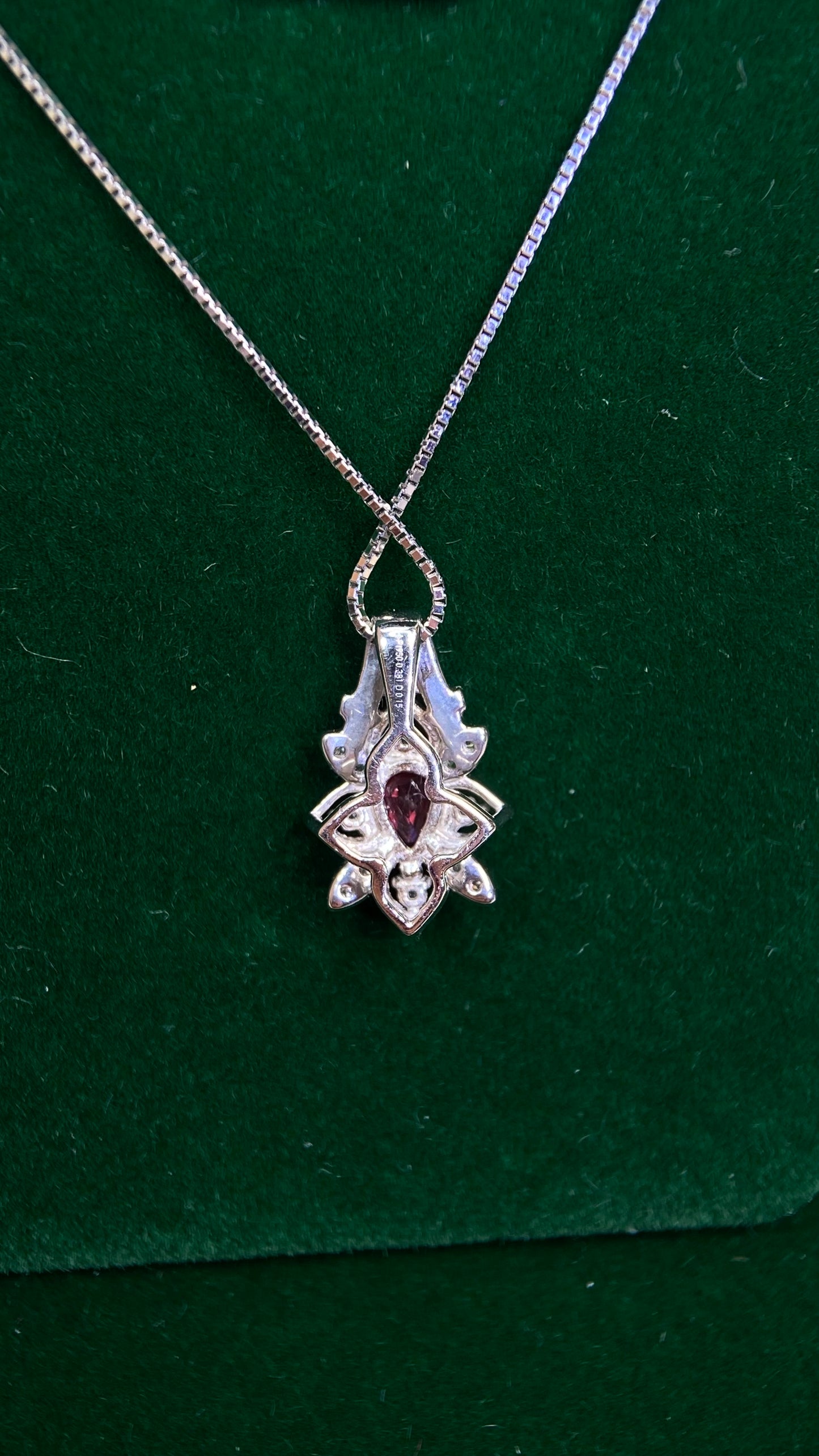 GSTV  Pt900 platinum/Pt850 platinum&Ruby&Diamond Necklace| Ruby: 0.381ct｜Diamonds：0.15ct｜Japanese Vintage Estate Jewelry -BQDS