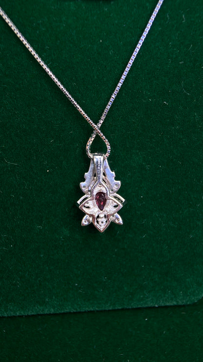 GSTV  Pt900 platinum/Pt850 platinum&Ruby&Diamond Necklace| Ruby: 0.381ct｜Diamonds：0.15ct｜Japanese Vintage Estate Jewelry -BQDS