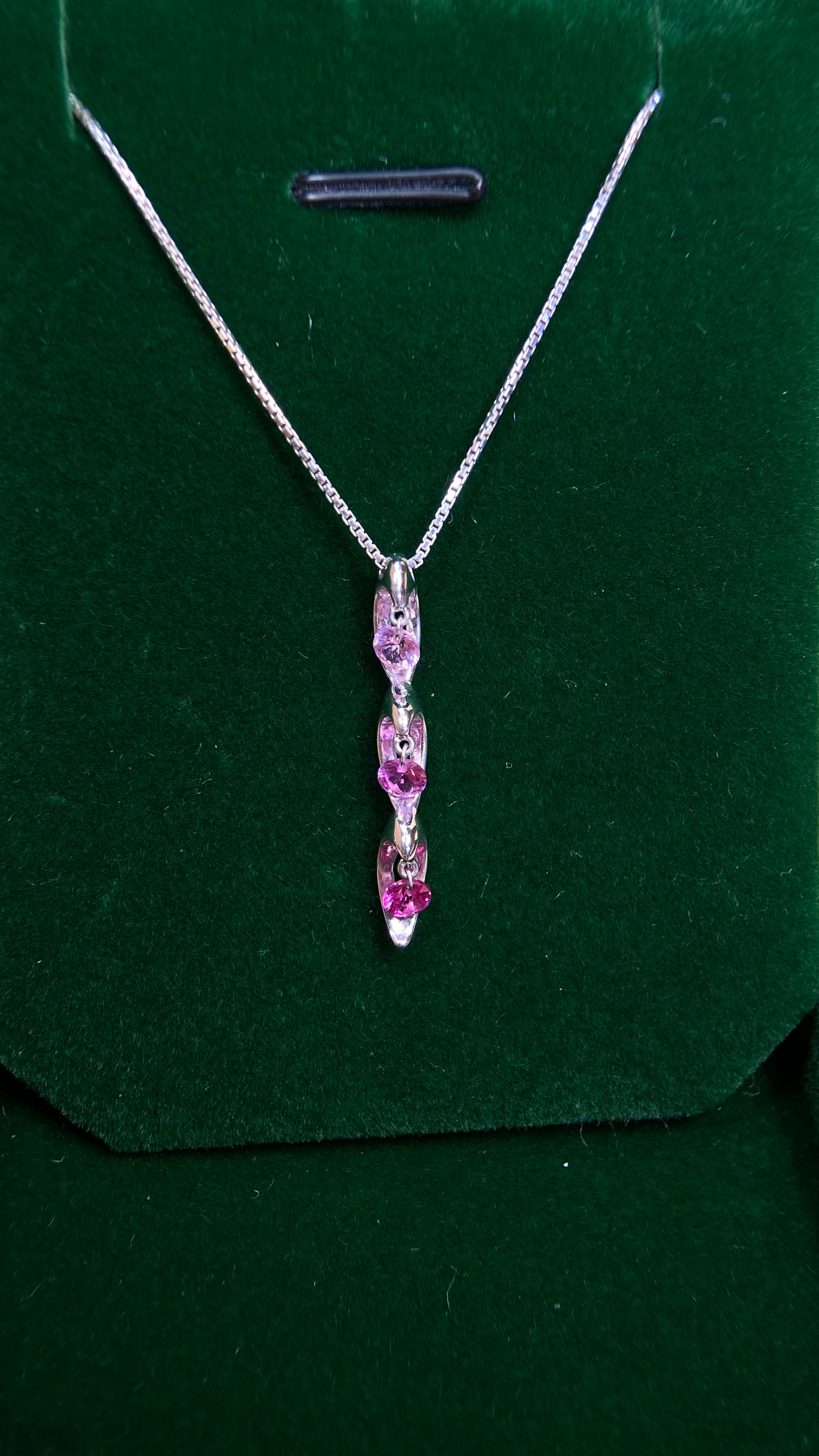 K18 White Gold &Pink Sapphire Necklace| Pink Sapphires: 0.61ct｜Japanese Vintage Estate Jewelry -BOGB