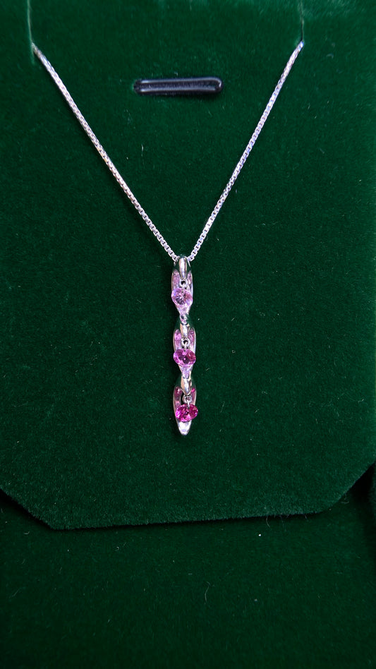 K18 White Gold &Pink Sapphire Necklace| Pink Sapphires: 0.61ct｜Japanese Vintage Estate Jewelry -BOGB
