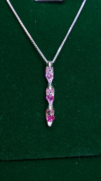 K18 White Gold &Pink Sapphire Necklace| Pink Sapphires: 0.61ct｜Japanese Vintage Estate Jewelry -BOGB