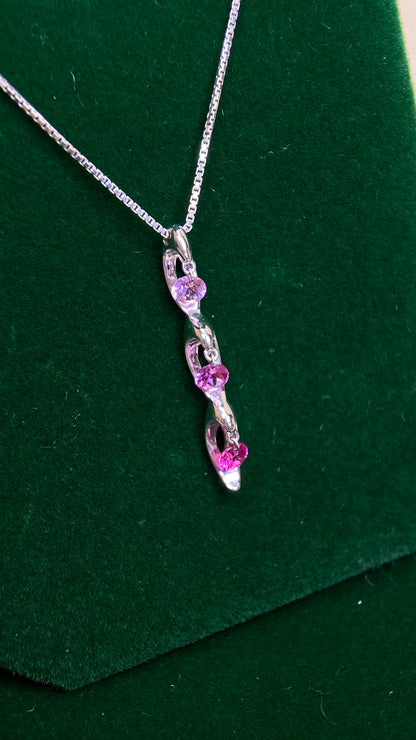 K18 White Gold &Pink Sapphire Necklace| Pink Sapphires: 0.61ct｜Japanese Vintage Estate Jewelry -BOGB