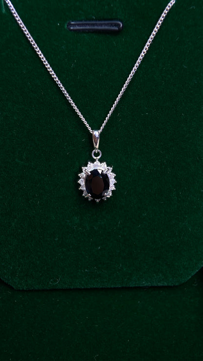 Pt850 platinum&Sapphire&Diamond Necklace| Sapphire: 1.61ct｜Diamonds：0.25ct｜Japanese Vintage Estate Jewelry -BQMT