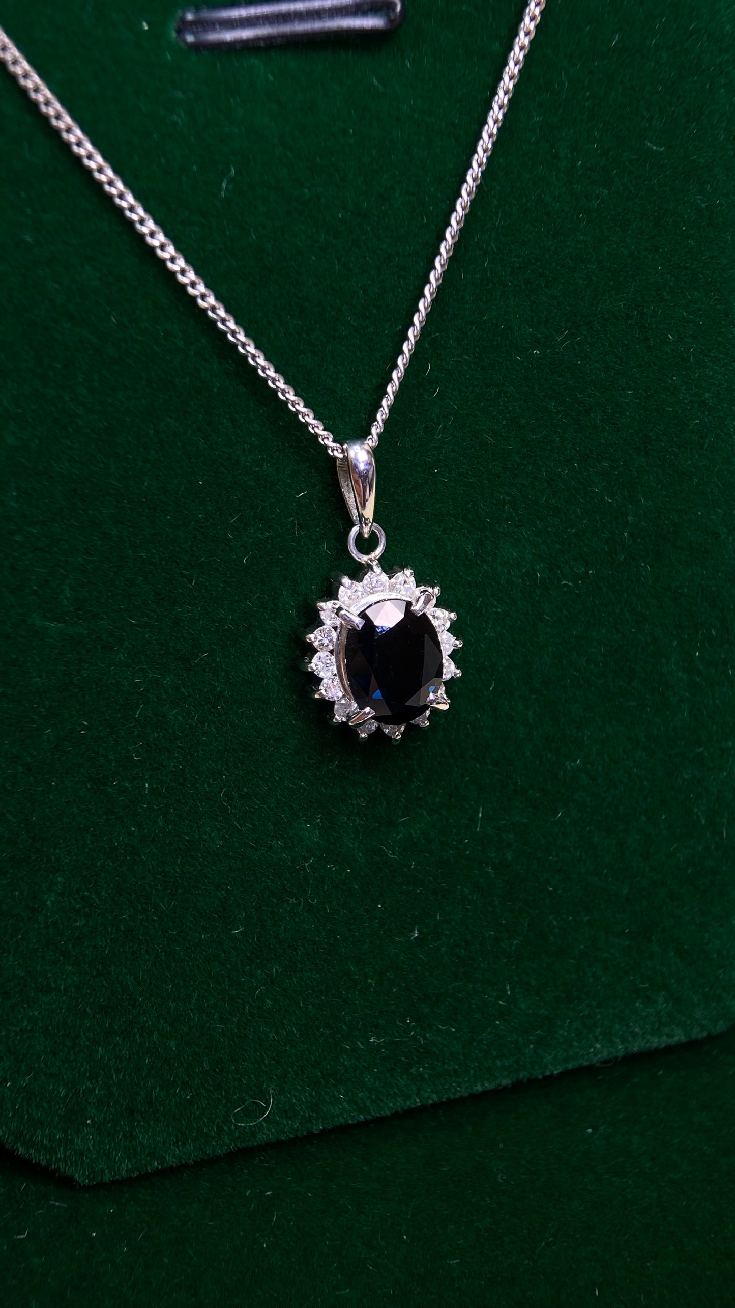 Pt850 platinum&Sapphire&Diamond Necklace| Sapphire: 1.61ct｜Diamonds：0.25ct｜Japanese Vintage Estate Jewelry -BQMT