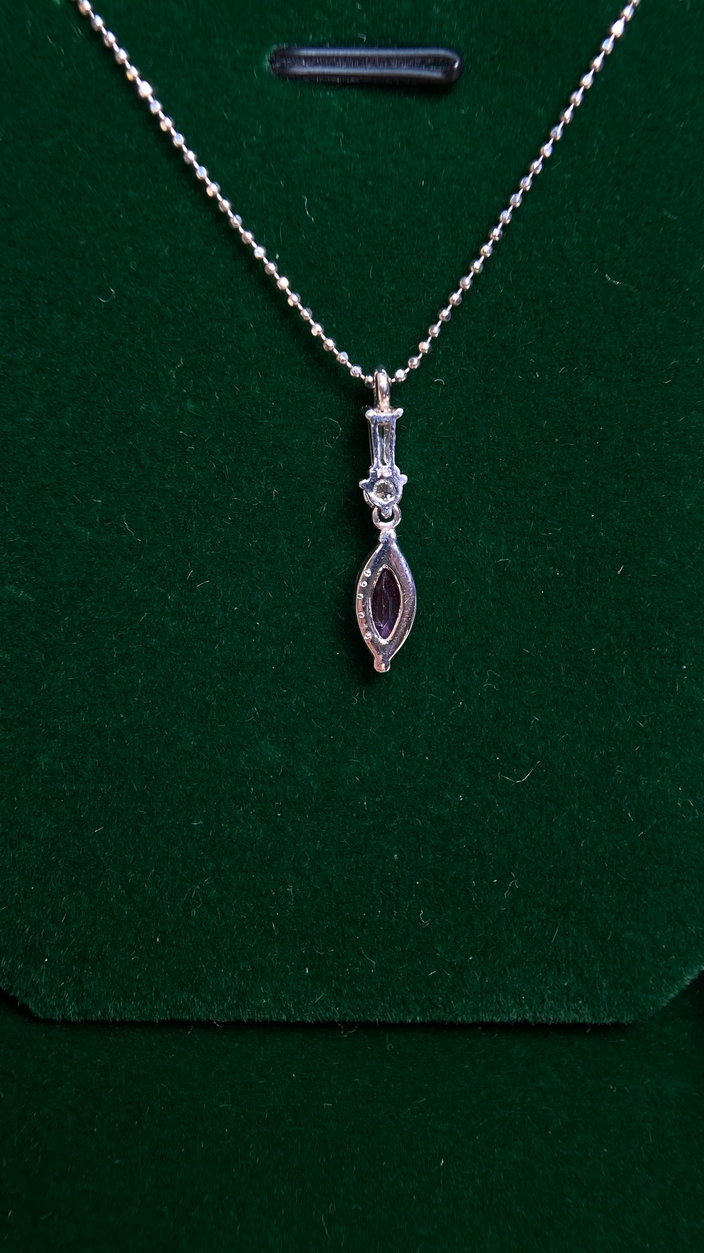 Pt platinum/Pt850 platinum&Pink Sapphire&Diamond Necklace| Pink Sapphire: 0.90ct｜Diamonds：0.16ct｜Japanese Vintage Estate Jewelry -BBNI