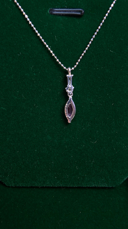 Pt platinum/Pt850 platinum&Pink Sapphire&Diamond Necklace| Pink Sapphire: 0.90ct｜Diamonds：0.16ct｜Japanese Vintage Estate Jewelry -BBNI