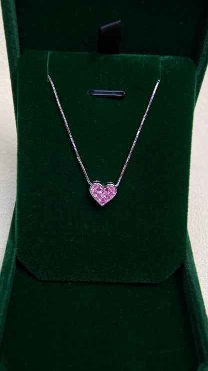 750‰ Gold/18K White Gold &Pink  Sapphire Necklace| Pink Sapphires: 1.08ct｜Japanese Vintage Estate Jewelry -BQSB