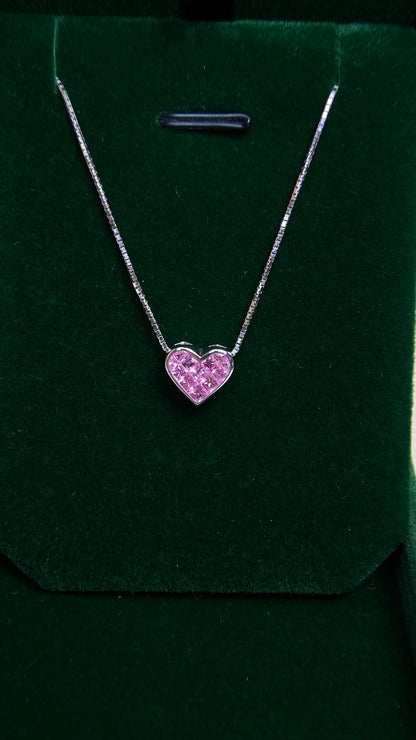 750‰ Gold/18K White Gold &Pink  Sapphire Necklace| Pink Sapphires: 1.08ct｜Japanese Vintage Estate Jewelry -BQSB