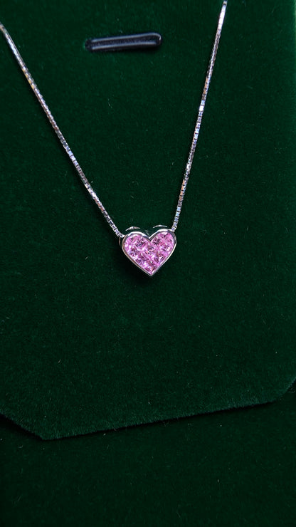 750‰ Gold/18K White Gold &Pink  Sapphire Necklace| Pink Sapphires: 1.08ct｜Japanese Vintage Estate Jewelry -BQSB