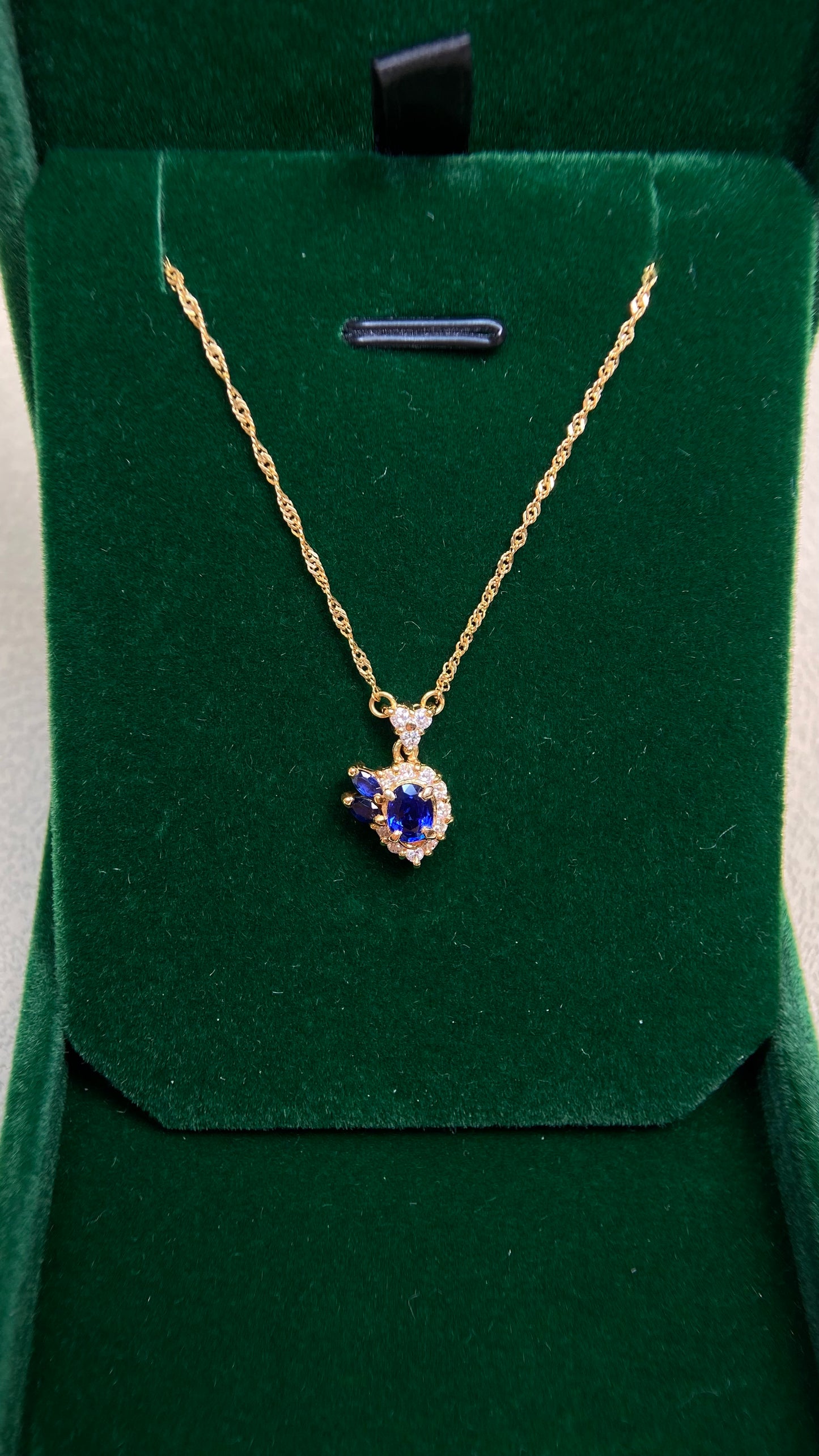 750‰ Gold/18K Gold &Sapphire&Diamond Necklace| Sapphire: 0.55ct｜Diamonds：0.23ct｜Japanese Vintage Estate Jewelry -BPBG