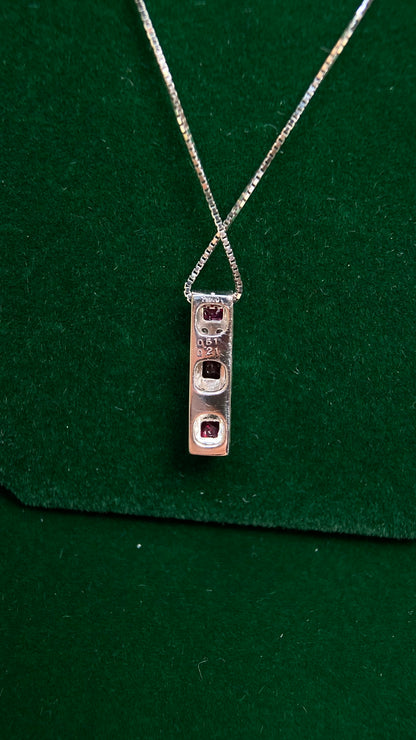 Pt900 Platinum/Pt850 Platinum& Ruby&Diamond Necklace|Rubys: 0.61ct｜Diamonds：0.21ct｜Japanese Vintage Estate Jewelry -BQVE
