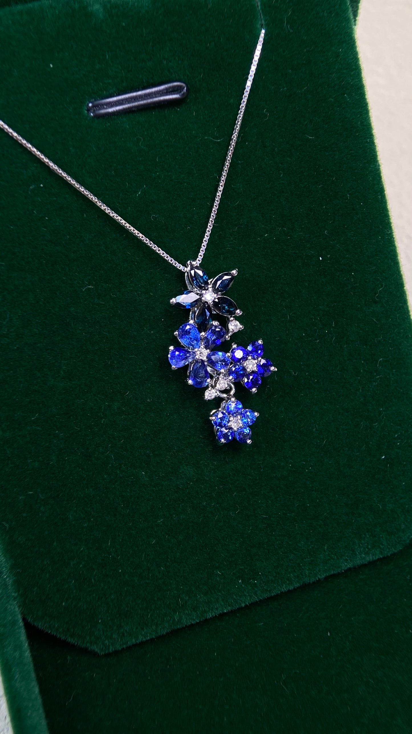 K18 White Gold&Sapphire&Diamond Necklace| Sapphires: 2.00ct｜Diamonds：0.09ct｜Japanese Vintage Estate Jewelry -BJPQ