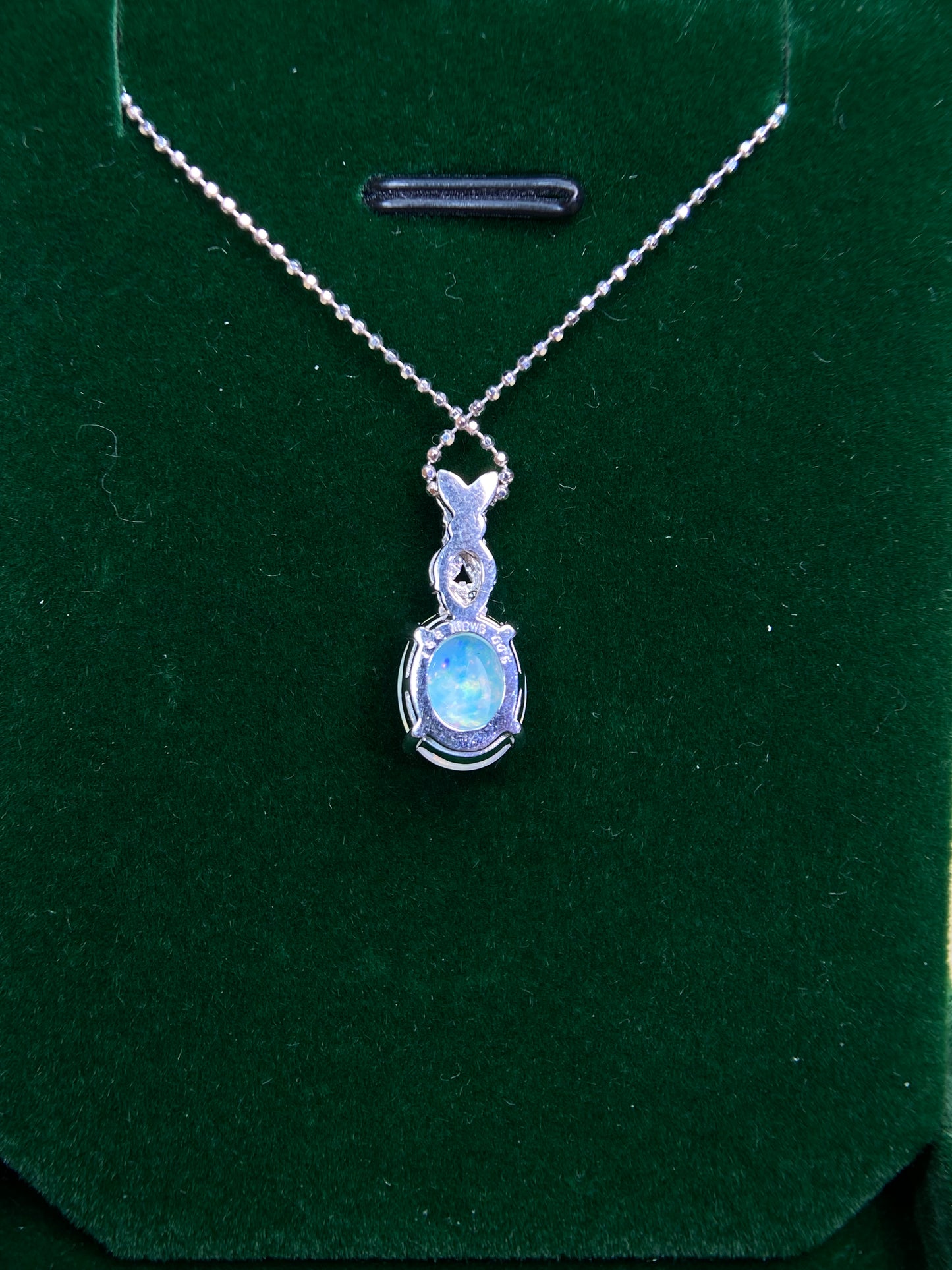 La Soma K18 White Gold&Opal&Diamond Necklace| Opal: 1.58ct｜Diamonds：0.05ct｜Japanese Vintage Estate Jewelry -BOUR