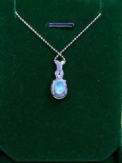 La Soma K18 White Gold&Opal&Diamond Necklace| Opal: 1.58ct｜Diamonds：0.05ct｜Japanese Vintage Estate Jewelry -BOUR