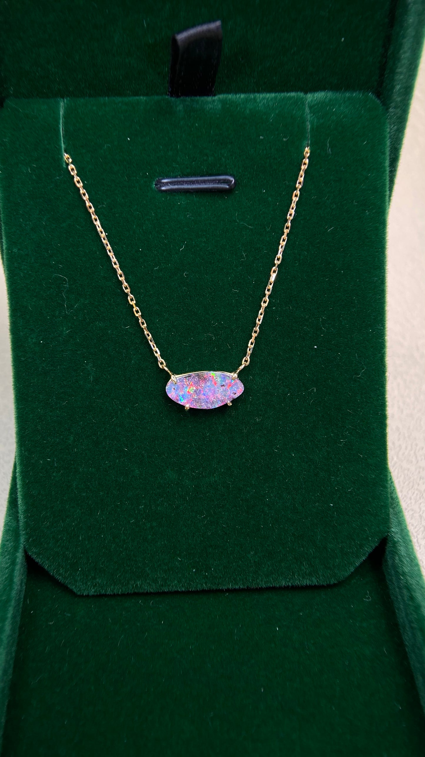 K18 Gold&Boulder Opal Necklace| Boulder Opal: 1.65ct｜Japanese Vintage Estate Jewelry -BMQD
