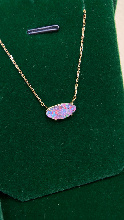 K18 Gold&Boulder Opal Necklace| Boulder Opal: 1.65ct｜Japanese Vintage Estate Jewelry -BMQD