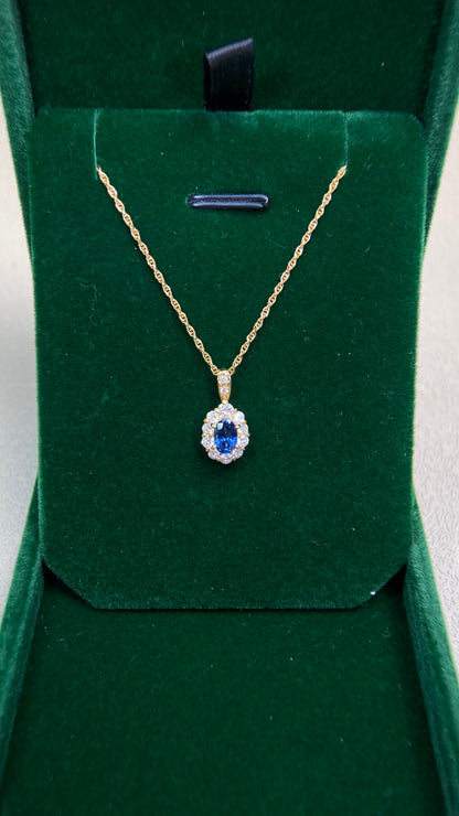K18 Gold&Sapphire&Diamond Necklace| Sapphire: 0.62ct｜Diamonds：0.45ct｜Japanese Vintage Estate Jewelry -BPBL