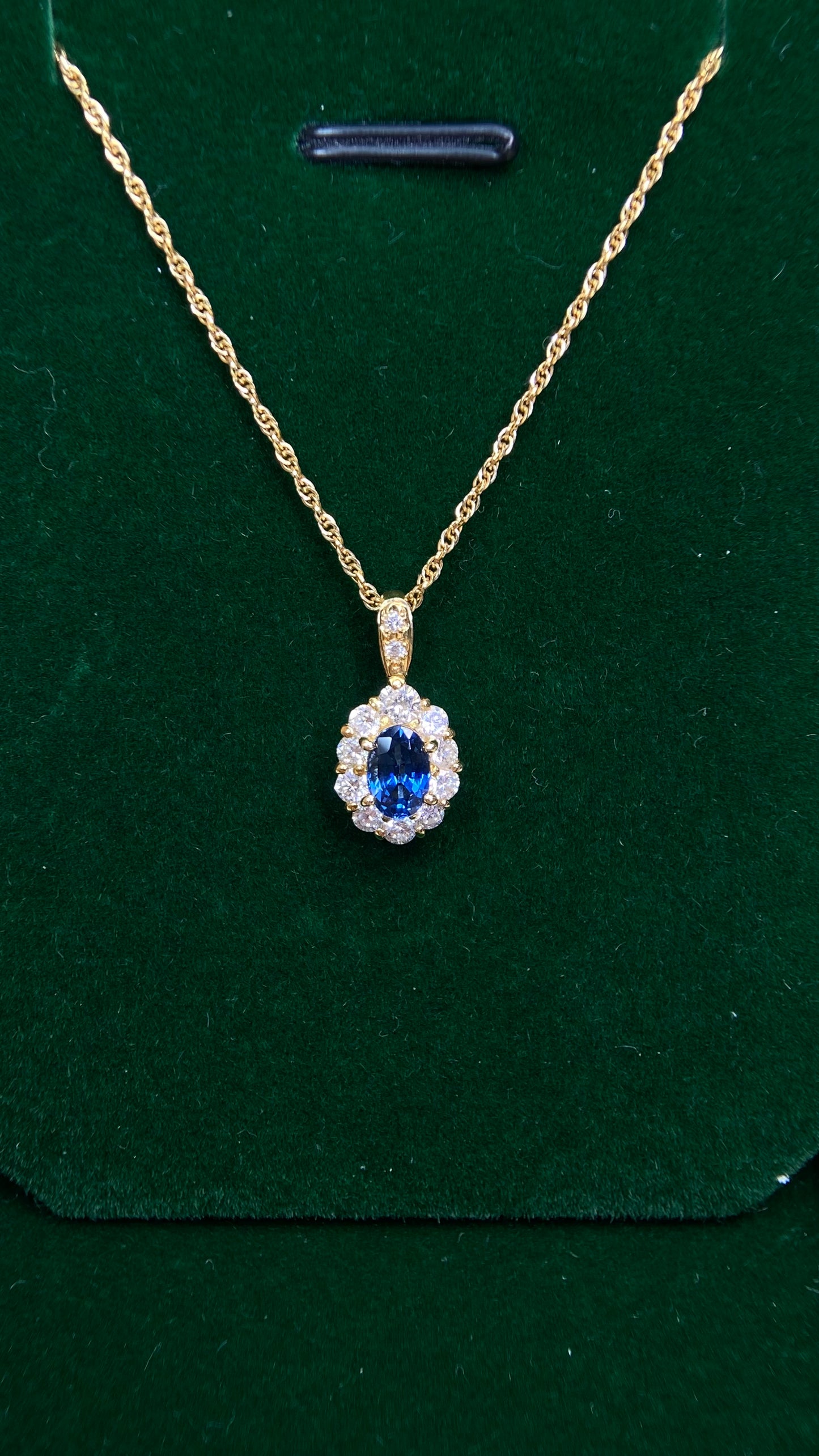 K18 Gold&Sapphire&Diamond Necklace| Sapphire: 0.62ct｜Diamonds：0.45ct｜Japanese Vintage Estate Jewelry -BPBL
