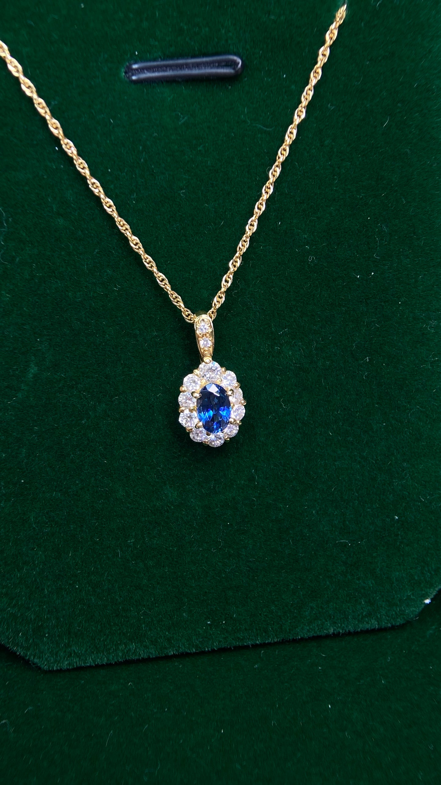 K18 Gold&Sapphire&Diamond Necklace| Sapphire: 0.62ct｜Diamonds：0.45ct｜Japanese Vintage Estate Jewelry -BPBL