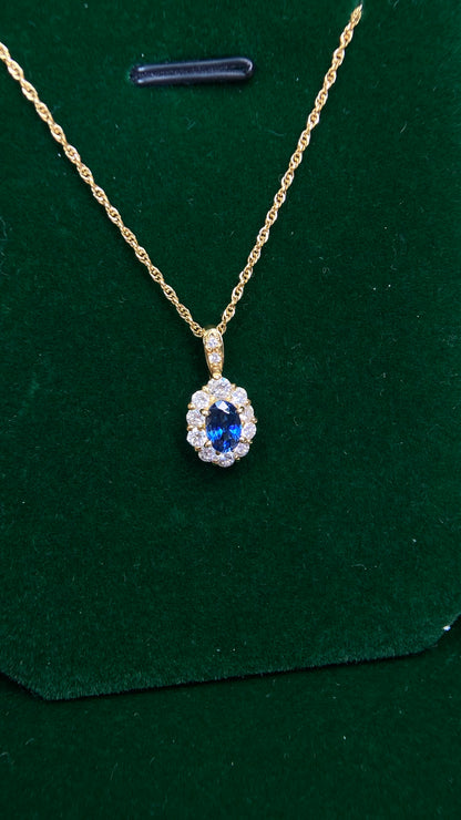 K18 Gold&Sapphire&Diamond Necklace| Sapphire: 0.62ct｜Diamonds：0.45ct｜Japanese Vintage Estate Jewelry -BPBL