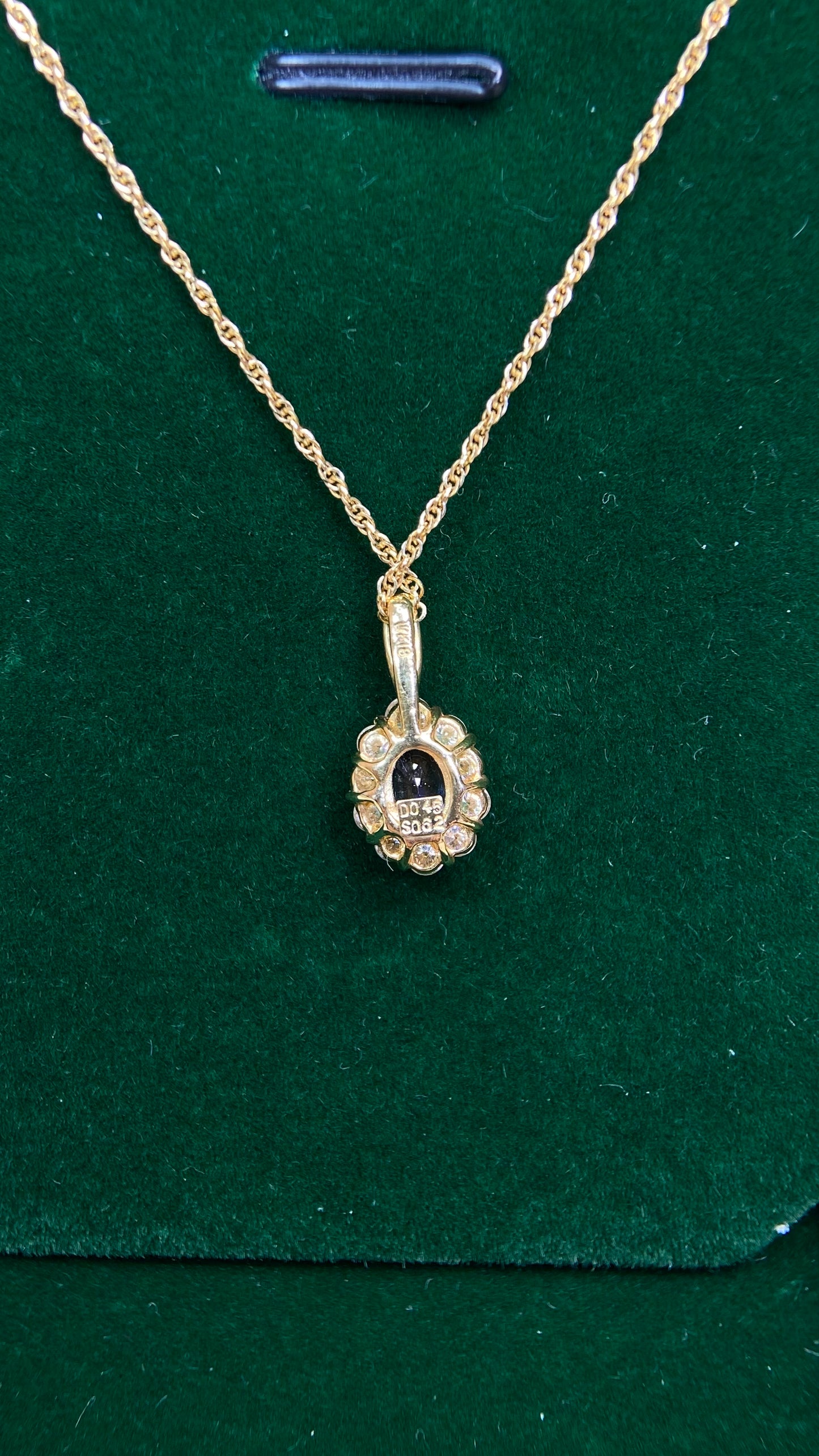 K18 Gold&Sapphire&Diamond Necklace| Sapphire: 0.62ct｜Diamonds：0.45ct｜Japanese Vintage Estate Jewelry -BPBL