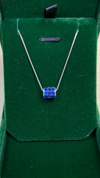 750‰ Gold/18K White Gold &Sapphire Necklace| Sapphires: 4.12ct｜Japanese Vintage Estate Jewelry -BOVN