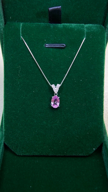 Pt900 platinum/Pt850 platinum&Sapphire&Diamond Necklace| Sapphire: 1.366ct｜Diamonds：0.09ct｜Japanese Vintage Estate Jewelry -BCHU