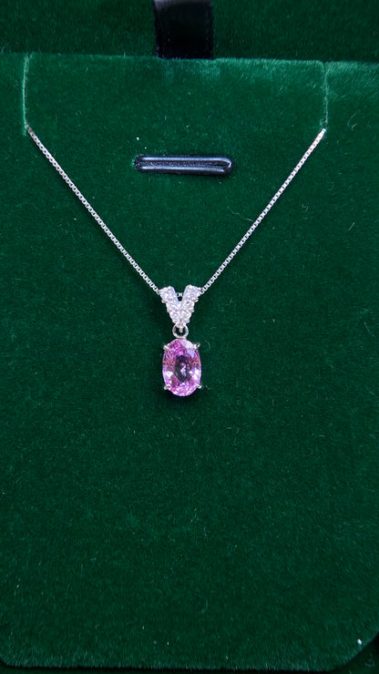 Pt900 platinum/Pt850 platinum&Sapphire&Diamond Necklace| Sapphire: 1.366ct｜Diamonds：0.09ct｜Japanese Vintage Estate Jewelry -BCHU