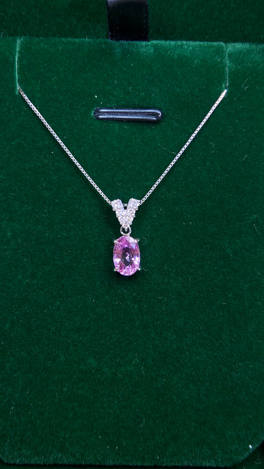 Pt900 platinum/Pt850 platinum&Sapphire&Diamond Necklace| Sapphire: 1.366ct｜Diamonds：0.09ct｜Japanese Vintage Estate Jewelry -BCHU