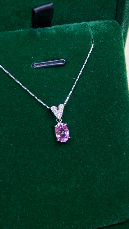 Pt900 platinum/Pt850 platinum&Sapphire&Diamond Necklace| Sapphire: 1.366ct｜Diamonds：0.09ct｜Japanese Vintage Estate Jewelry -BCHU