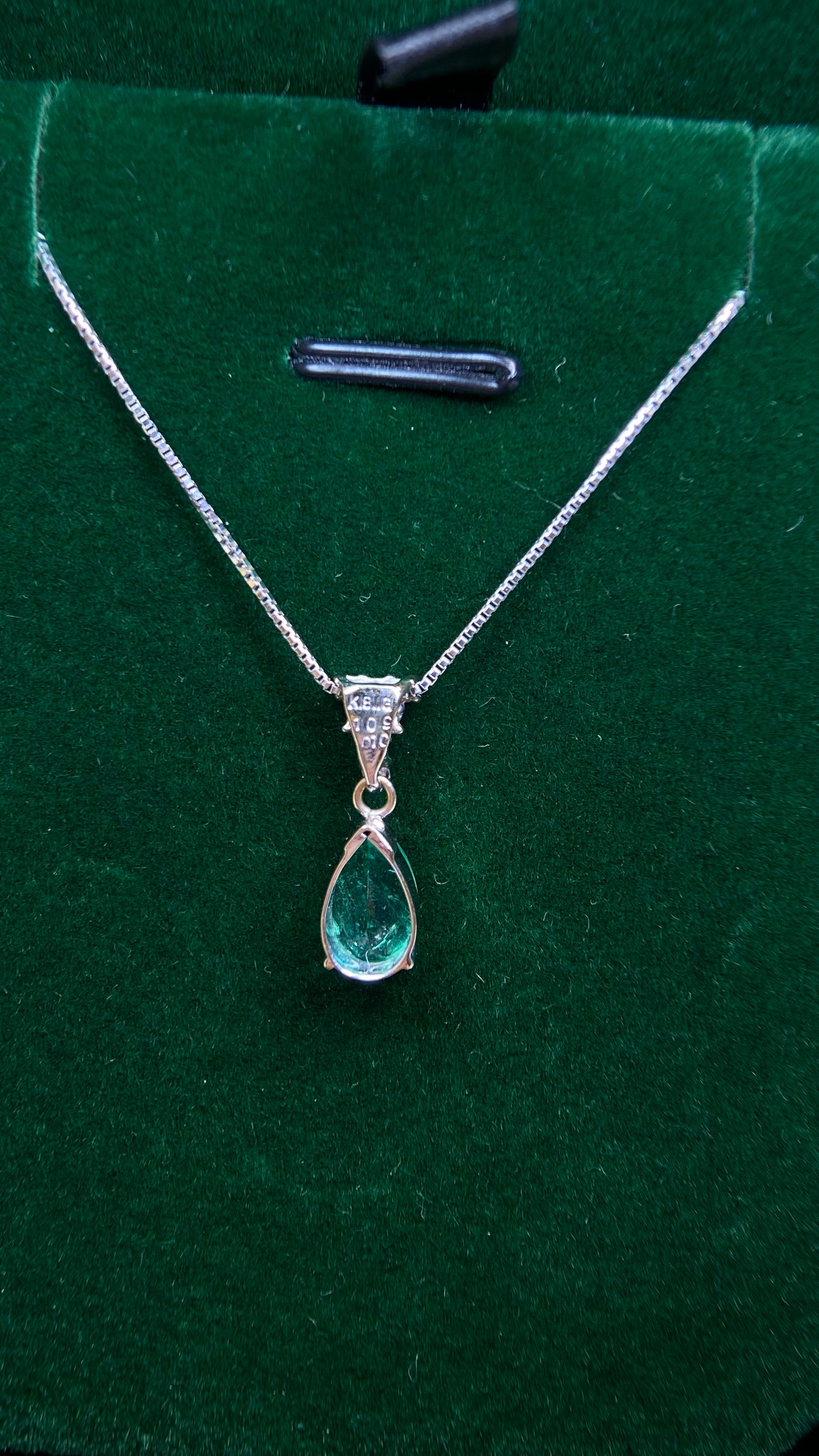 K18 White Gold&Emerald&Diamond Necklace| Emerald: 1.09ct｜Diamonds：0.10ct｜Japanese Vintage Estate Jewelry -BPTF