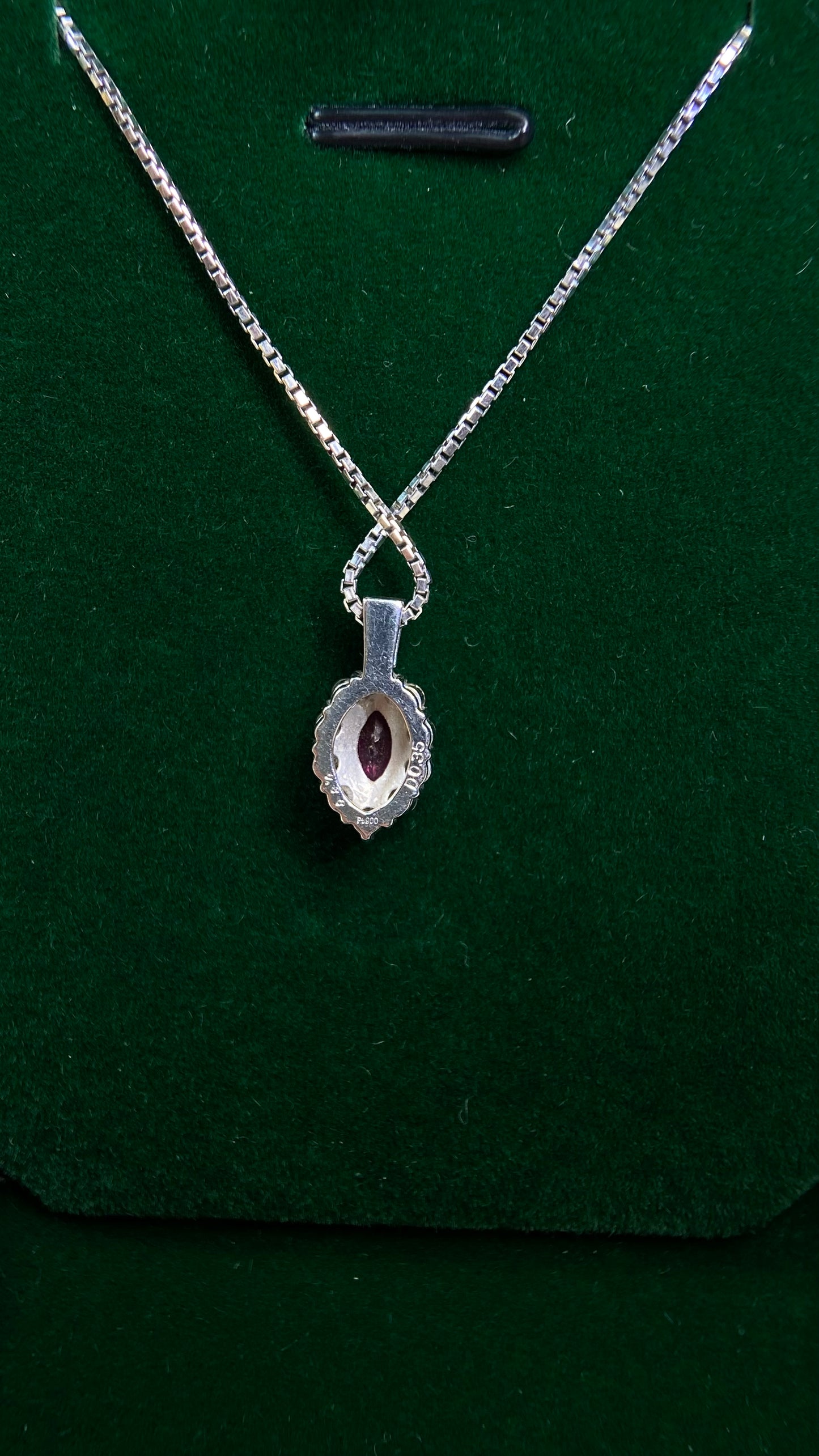 Pt900 platinum/Pt850 platinum&Ruby&Diamond Necklace| Ruby: 0.36ct｜Diamonds：0.35ct｜Japanese Vintage Estate Jewelry -BHRG