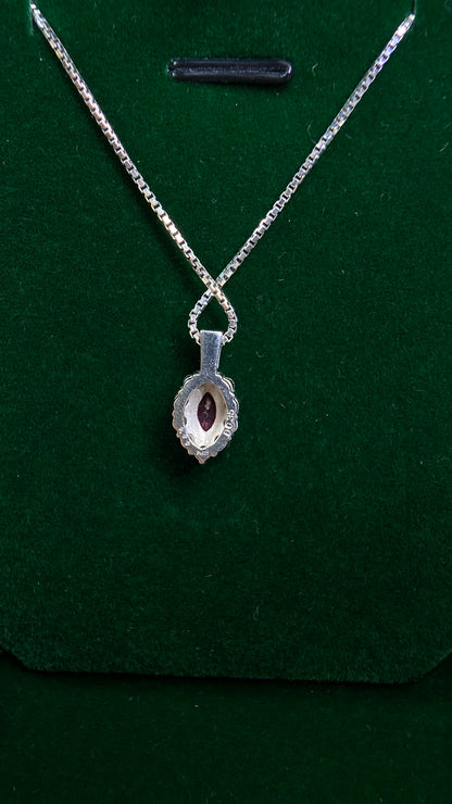 Pt900 platinum/Pt850 platinum&Ruby&Diamond Necklace| Ruby: 0.36ct｜Diamonds：0.35ct｜Japanese Vintage Estate Jewelry -BHRG