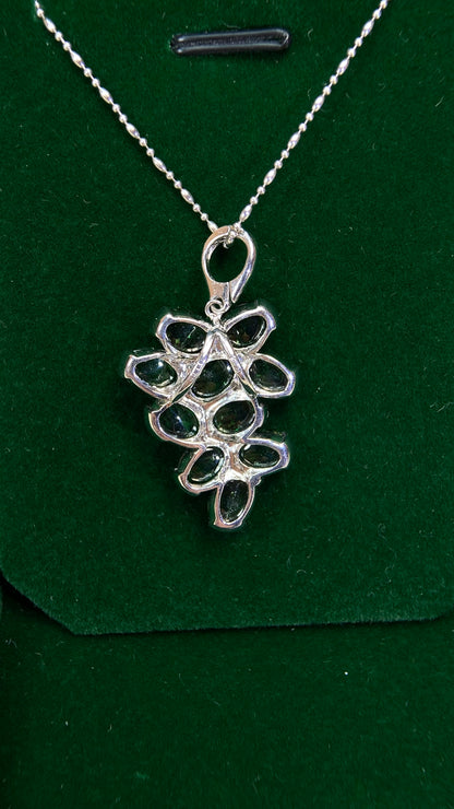 K18 White Gold &Tsavorite Garnet Necklace| Tsavorite Garnets: 11.08ct｜｜Diamonds：0.01ct｜Japanese Vintage Estate Jewelry -BQXC