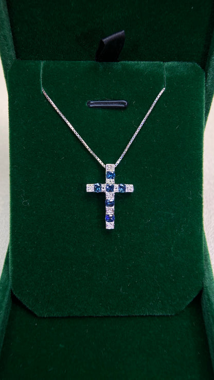 K18 White Gold&Sapphire&Diamond Necklace| Sapphires: 0.75ct｜Diamonds：0.04ct｜Japanese Vintage Estate Jewelry -BJGW