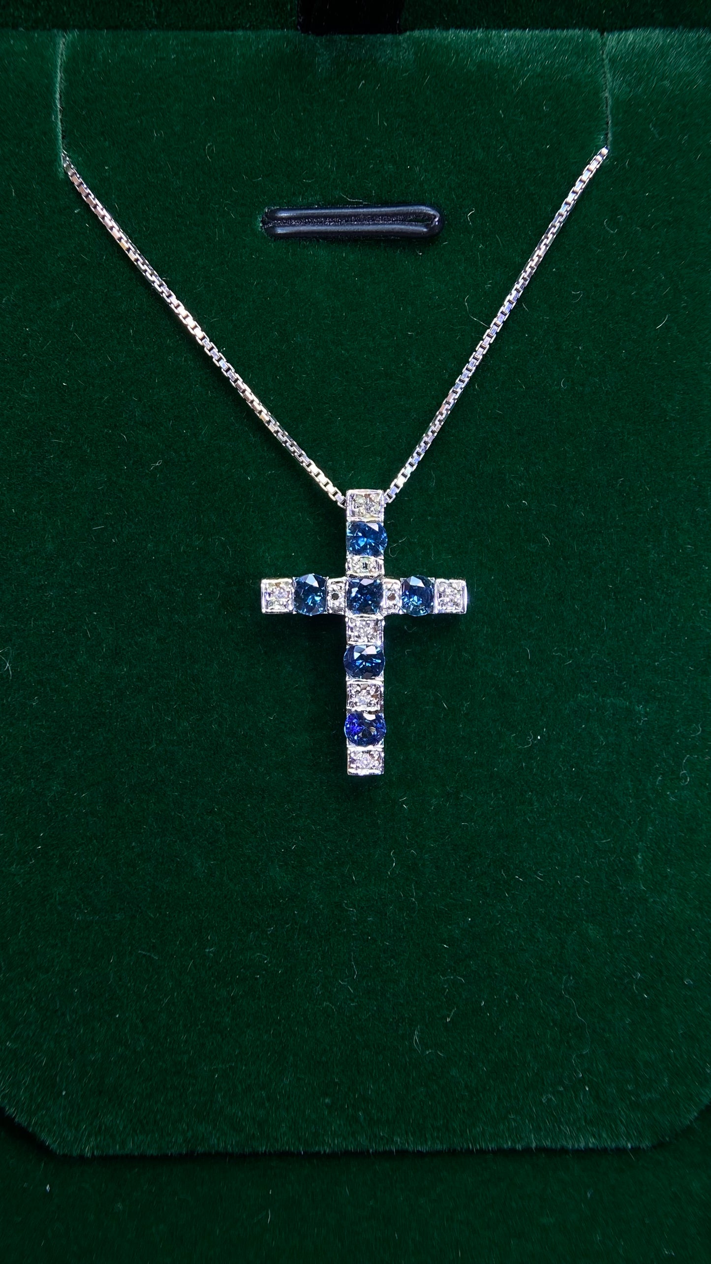 K18 White Gold&Sapphire&Diamond Necklace| Sapphires: 0.75ct｜Diamonds：0.04ct｜Japanese Vintage Estate Jewelry -BJGW