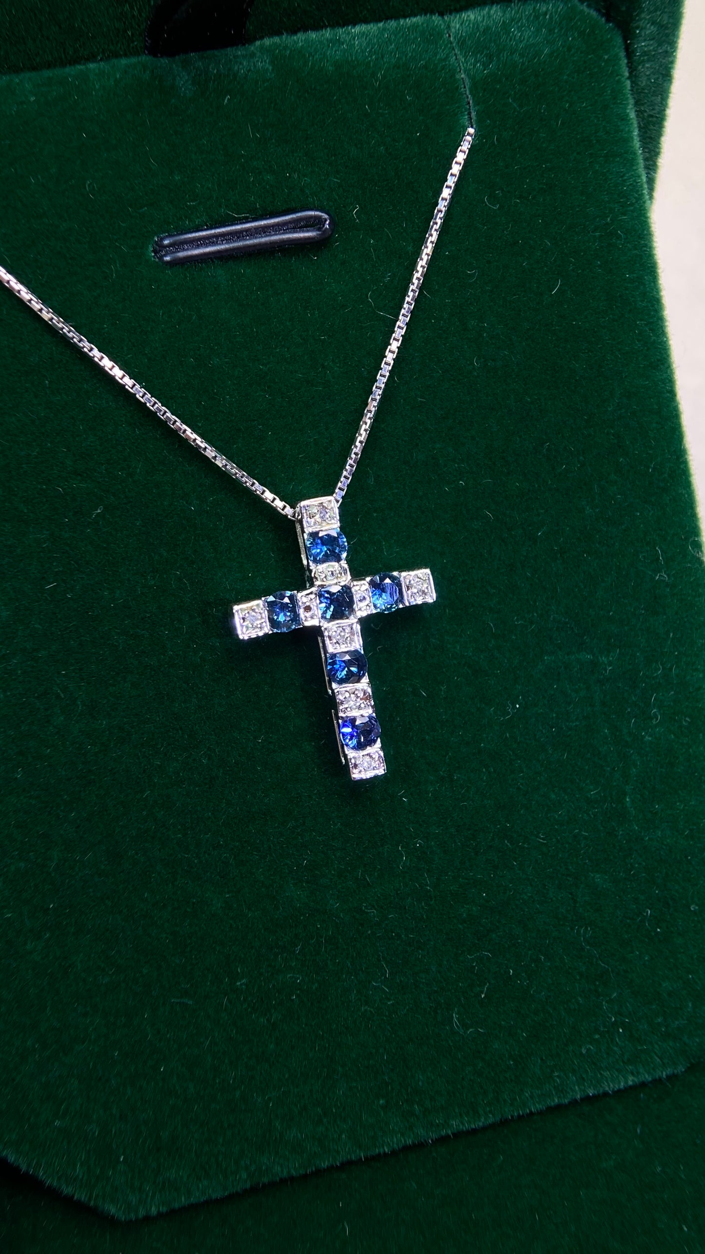 K18 White Gold&Sapphire&Diamond Necklace| Sapphires: 0.75ct｜Diamonds：0.04ct｜Japanese Vintage Estate Jewelry -BJGW