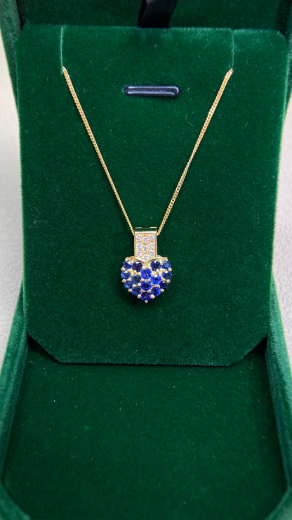 K18 Gold/750‰ Gold&Sapphire&Diamond Necklace| Sapphires: 1.46ct｜Diamonds：0.12ct｜Japanese Vintage Estate Jewelry -BQNG