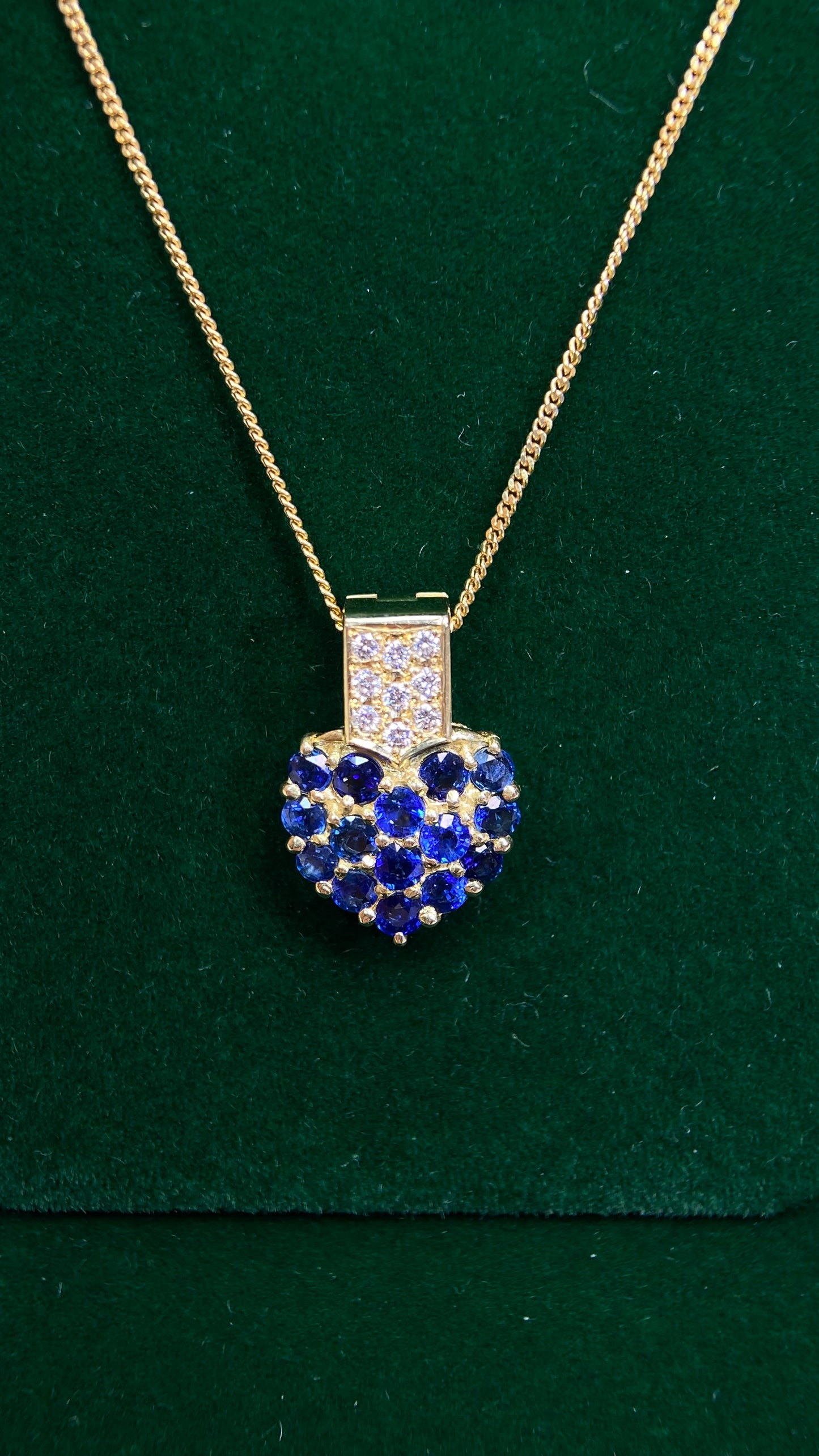 K18 Gold/750‰ Gold&Sapphire&Diamond Necklace| Sapphires: 1.46ct｜Diamonds：0.12ct｜Japanese Vintage Estate Jewelry -BQNG