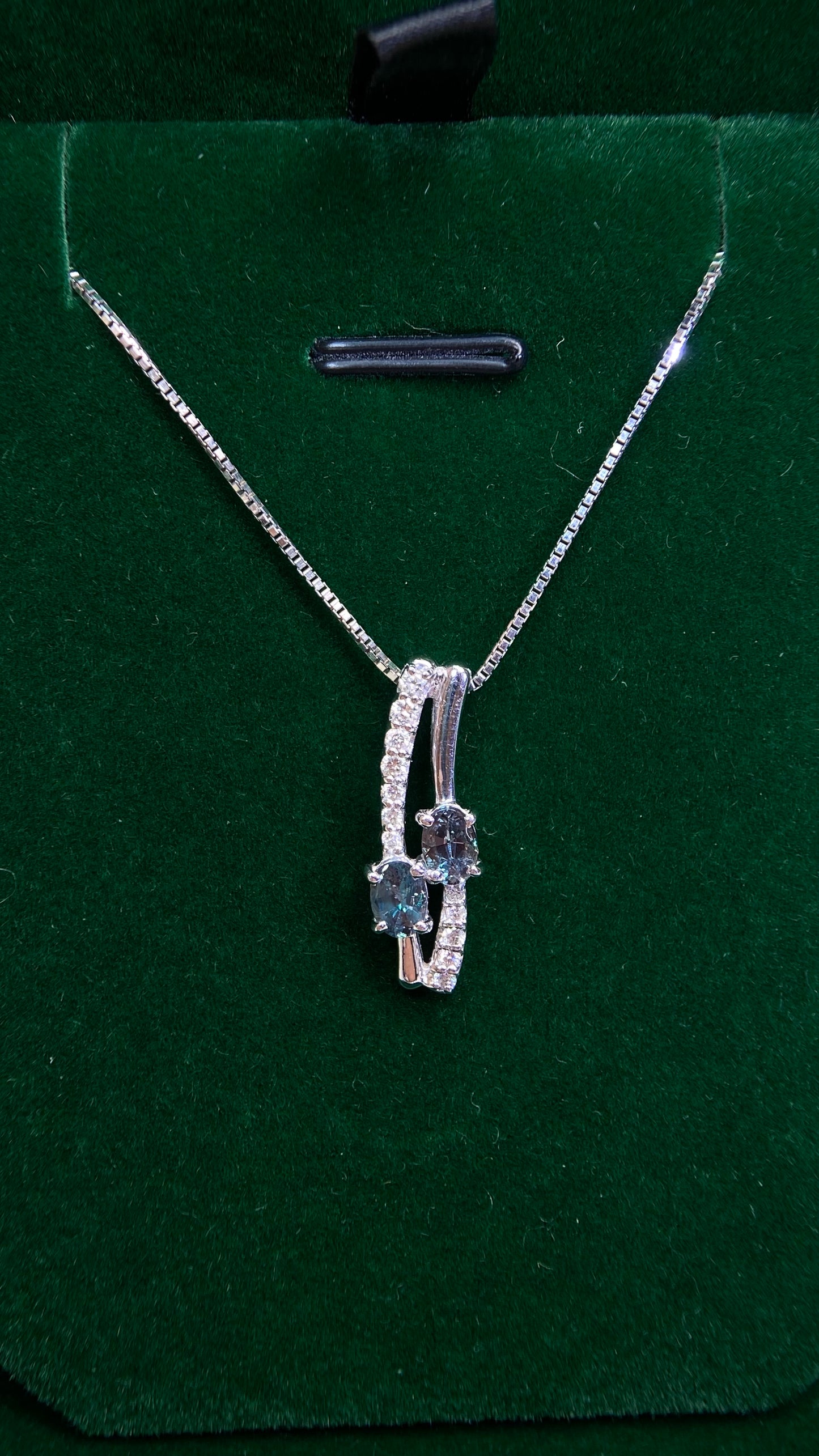 18K White Gold/750‰ White Gold&Alexandrite&Diamond Necklace| Alexandrites: 0.67ct ｜Diamonds：0.15ct｜Japanese Vintage Estate Jewelry -BQGJ