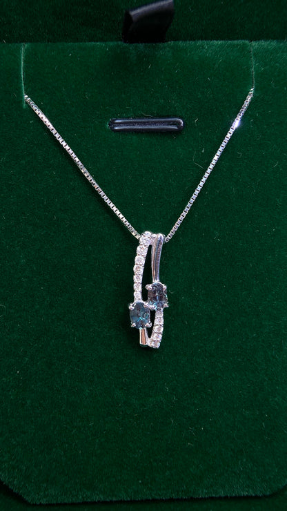 18K White Gold/750‰ White Gold&Alexandrite&Diamond Necklace| Alexandrites: 0.67ct ｜Diamonds：0.15ct｜Japanese Vintage Estate Jewelry -BQGJ