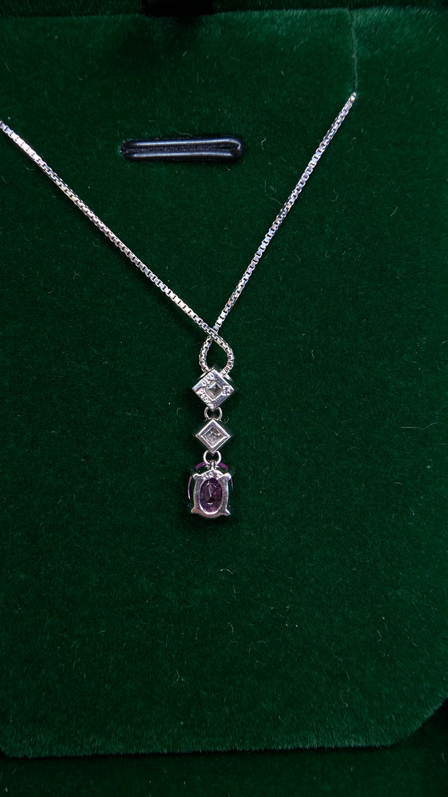 Pt850 platinum/Pt900 platinum&Pink sapphire&Diamond Necklace| Pink sapphire: 1.07ct Sri Lanka｜Diamonds：0.10ct｜Japanese Vintage Estate Jewelry -BKKL