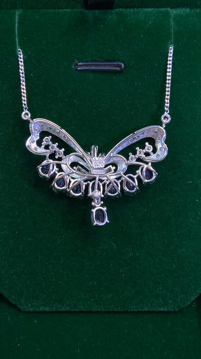 Pt900 Platinum&Sapphire&Diamond Necklace| Sapphires: 4.83ct｜Diamonds：0.70ct｜Japanese Vintage Estate Jewelry -BQHV